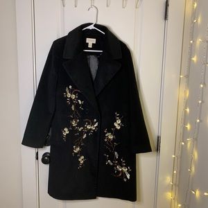 Chico’s Suede Embroidered Coat